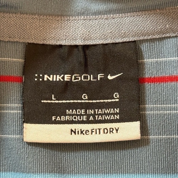 Nike Golf Fit Dry Breathable Mens Large Polo Shirt Gray Striped - Picture 6 of 6